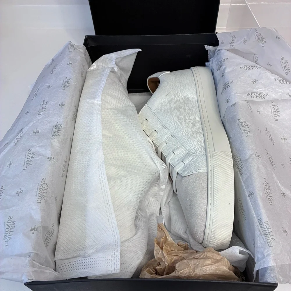 Allen Edmonds White Fisher Mix Leather Sneakers Sz 12 - Picture 9 of 10